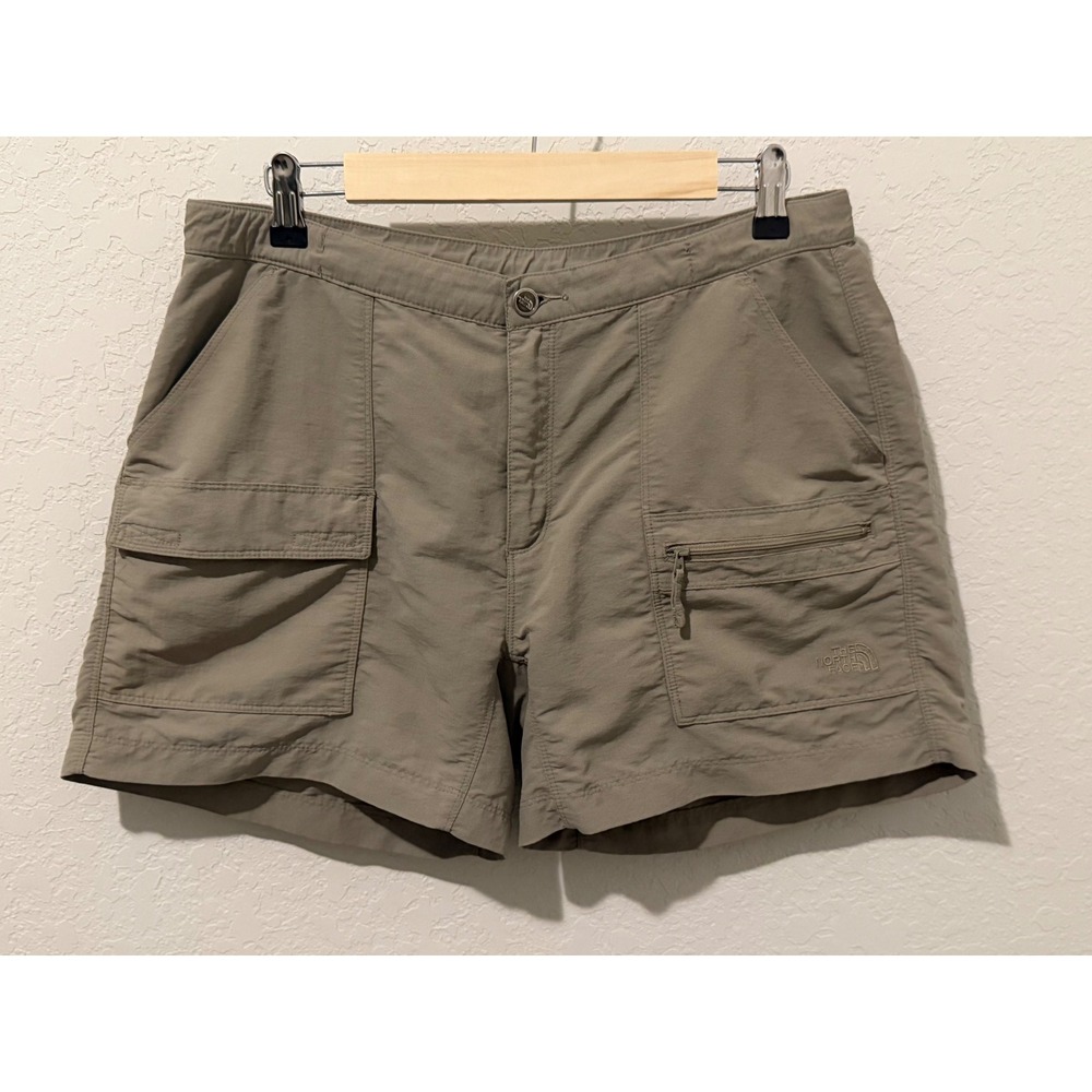 The North Face Womens Khaki Nylon Cargo Hiking Shorts Taupe Size Large